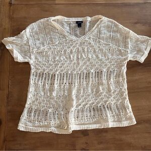 Daytrip Cream Short Sleeve Knit Top